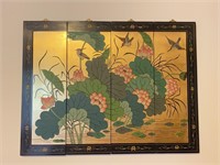 Oriental Black Lacquer Painted Wood