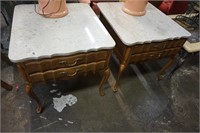 PAIR OF MARBLE TOP SIDE TABLES