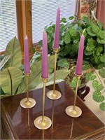 Brass Pillar Candle Stands x4
