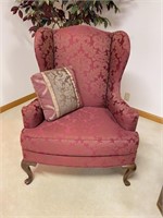 DREXEL Maroon High Back Chair w/ Pillow