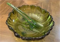Vintage Green Salad Bowl Spoon/Fork Serving Set
