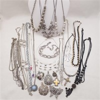 Silvertone & Black Necklaces Pendants