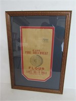 Framed Lantz Roller Mills Buck Wheat Flour Bag
