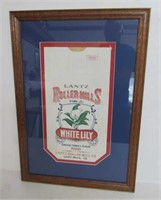 Framed Lantz Roller Mills White Lily Flour Bag