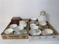 2 Trays Porcelain Cups + Saucers + Misc.