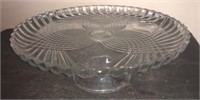 Glass 12” Cake Plate. Has chip in base