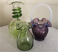 Art Glass & Fenton glass basket