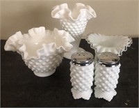 Fenton Salt & Pepper shaker, Milk Glass Vases
