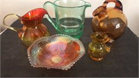 Amberlina, Amber crackle, carnival glass & more