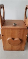 Wood sewing box, heart handles.12x9x24