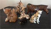 Assorted ceramic & wooden animals
