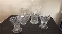 Glass baskets, candle stick holders