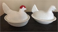 Milk Glass Hens in Baskets dishes