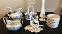 Assorted Porcelain ( baskets, pitcher, dancer)
