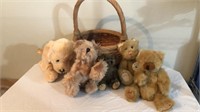 Basket of Plush TY & Boyd Bears & Dogs