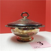 ROGERS SILVERPLATED BOWL WITH LID 10 IN
