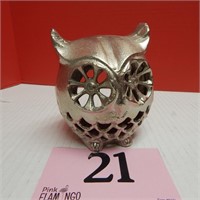 SILVERTONE OWL VOTIVE CANDLE HOLDER MADE IN INDIA