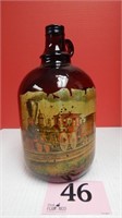 GLASS JUG WITH LOCOMOTIVE THEME 12 IN