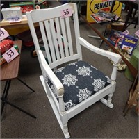 SLAT BACK PAINTED ROCKING CHAIR WITH UPHOLSTERED