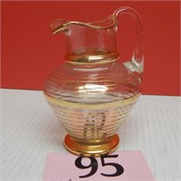 GOLD BANDED GLASS PITCHER 6 IN