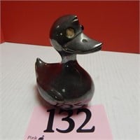 SILVER PLATED DUCK BANK 5 IN, MISSING ONE EYE