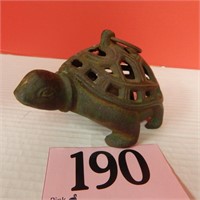 CAST IRON TURTLE VOTIVE CANDLE HOLDER 7 IN