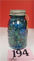 BALL BLUE QUART CANNING JAR #15 WITH MARBLES