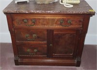 VICTORIAN MARBLE TOP - WALNUT COMODE