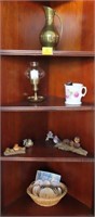 SAND DOLLARS, MINIATURE FIGURINES, BRASS CANDLE