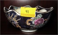 7.5" CERAMIC ASIAN BOWL WITH 7 HAND PAINTED