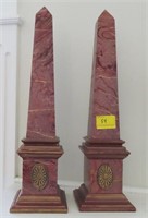 PAIR WOODEN 18" DECORATIVE OBOLISKS