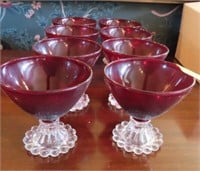 SET OF 8 CANDLE WICK RUBY GLASS SHERBETS