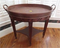 OVAL DESIGN SERVING TABLE WITH LIFT OFF SERVING TR