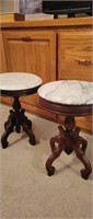 Pair of marble top side tables 18" tall