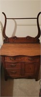Harp backed wash stand with chamber pot cabinet
