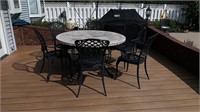 Outdoor Patio Table with 6 Cast Iron chairs-table