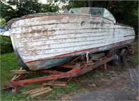 25' Chris Craft Boat(As Found) w/ Homemade Trailer
