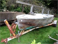 19' Wooden Boat (As Found) w/ Shore Landr Trailer