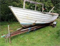 22' Wooden Knutson Boat(As Found) w/ Trailer