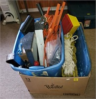 Box Of Assorted Tools, Rope, etc