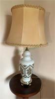 Vintage satin glass vase table lamp with an