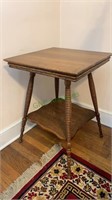 Antique oak corner table/plant stand with a