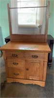 Antique oak washstand with three drawers and one