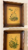 Two vintage framed prints with a floral and