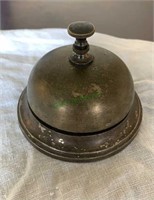 Antique 1880s brass desk bell - spin the top and