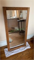 Oak framed wall mirror measures 33 x 17”
