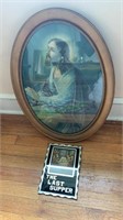 Antique framed print of Jesus and in 1920s glass