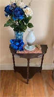 Small 2 level side table with a milk glass table