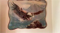 Large flying American bald eagle laminated wall