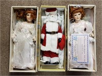 Lot of (2) Porcelain Dolls & Porcelain Santa